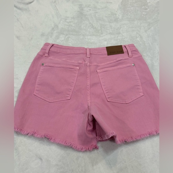 Pink Judy Blue Full Size High Waist Fray Hem Denim Shorts - Picture 11 of 14